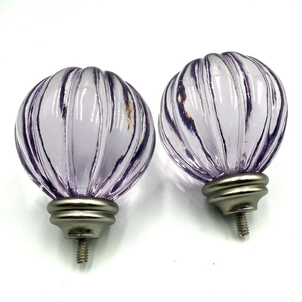 Glass Knobs Pulls Light Purple Hot Air Balloon Effect Chrome‎ Hardware 2 Pair